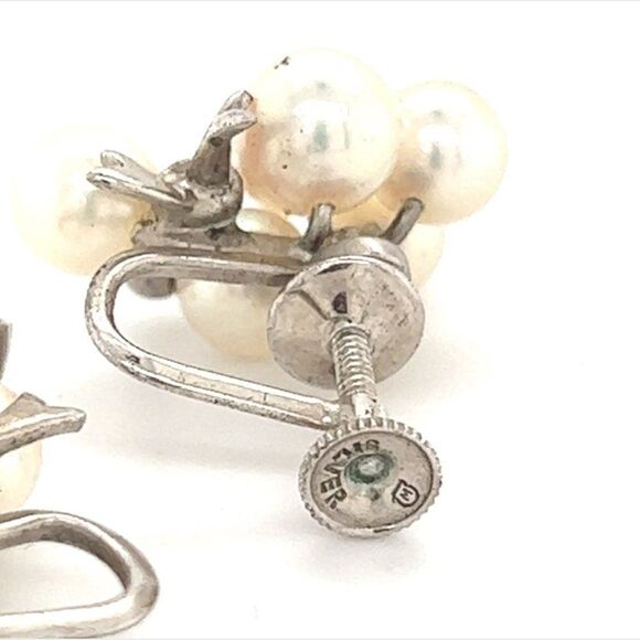 Mikimoto Estate Akoya Pearl Earrings Sterling Silver 6.65 mm 7.2 Gr M235 - Picture 6 of 13